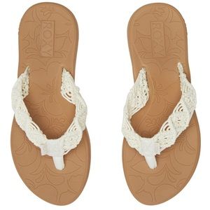 SOLD on other platform Roxy cream macrame-strap flip flops